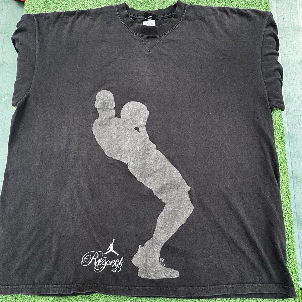 Nike Air Jordan Respect T Shirt Black Jumpman Graphic Adult 2XL XXL Faded Black